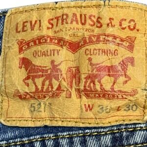 Levis 527 Jeans Mens 36x30 Blue Bootcut Waterless Denim Lightly Distressed